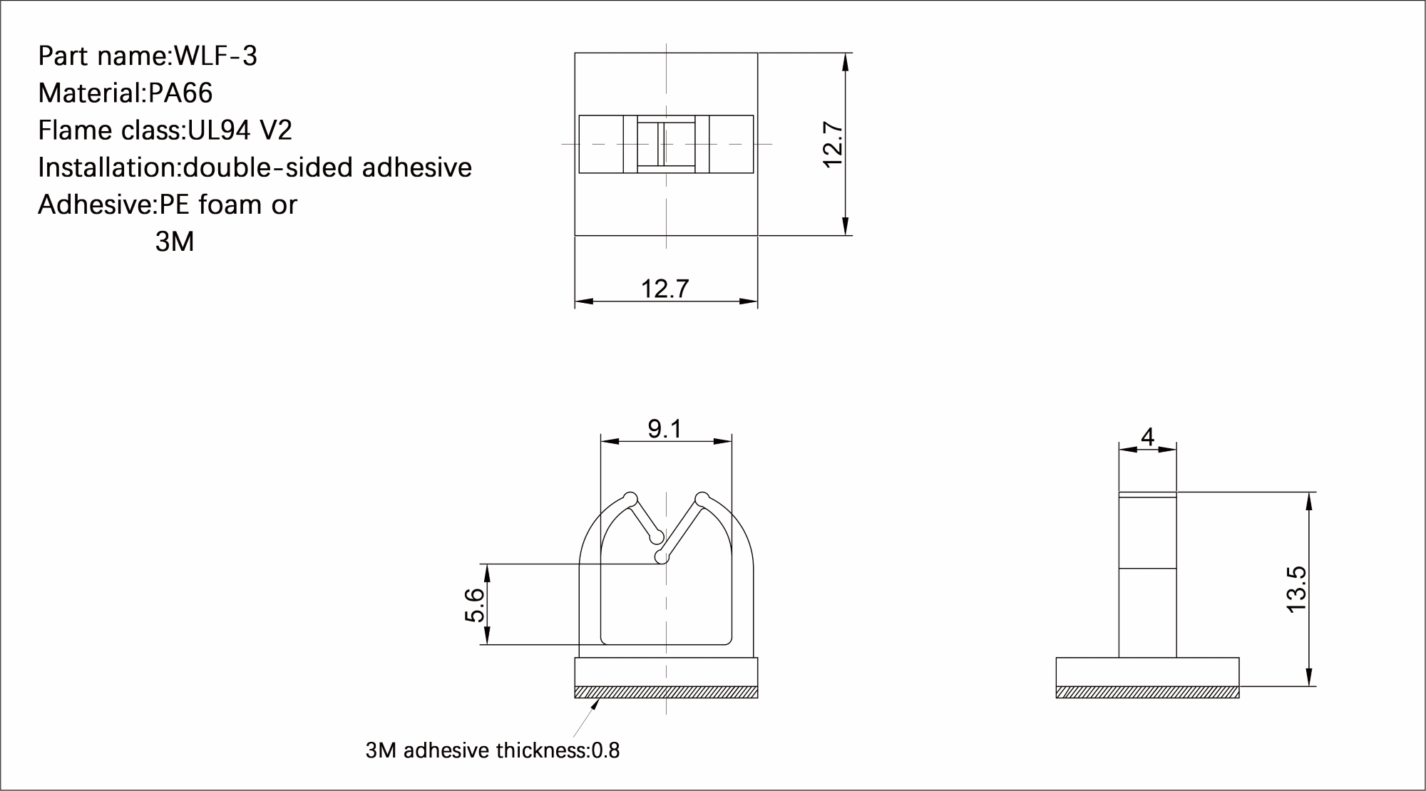 Flat Cable Clamp WLF-3